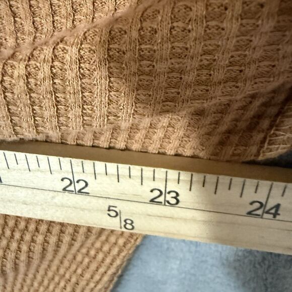 NWT Free People Hoodie XL Margo Bran Burnt Orange Waffle Knit Pullover V Neck - Picture 6 of 10